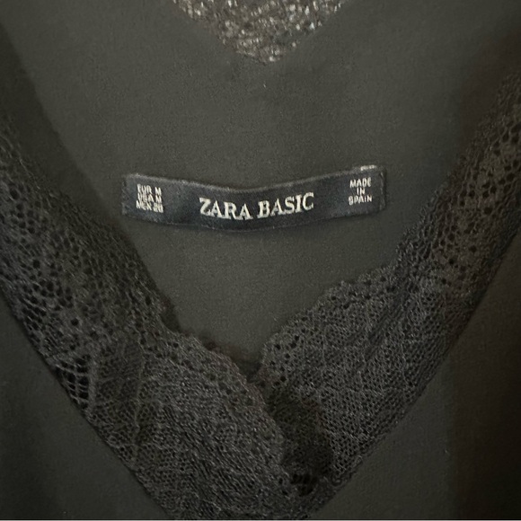 Zara Black Lace Trim Camisole Size Medium Layering Tank Top - Picture 8 of 10